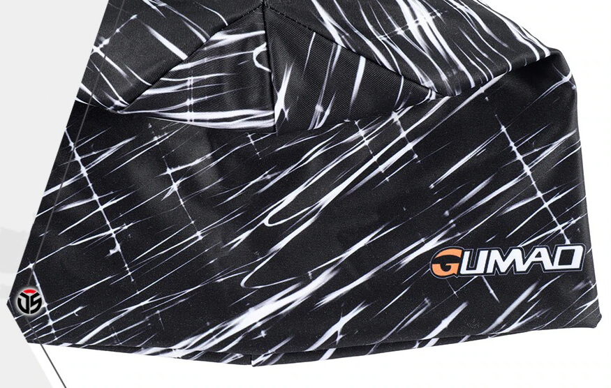 Fashion bicycle beanie cap in black with white abstract design, breathable quick-dry fabric, perfect for outdoor activities.