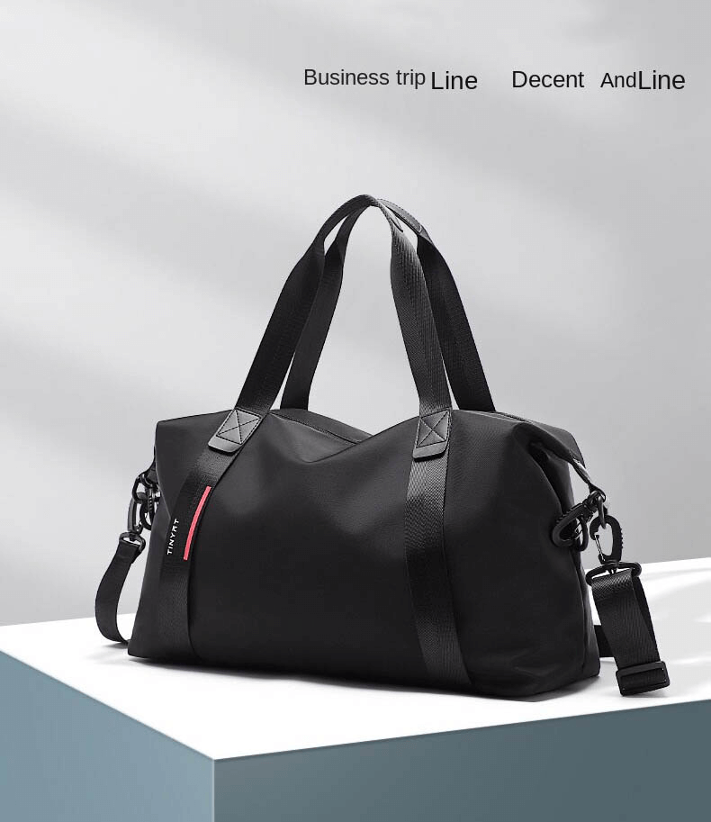 Sleek black fashion casual sports shoulder bag for travel, featuring durable nylon, waterproof design, and spacious interior, model SF0903.
