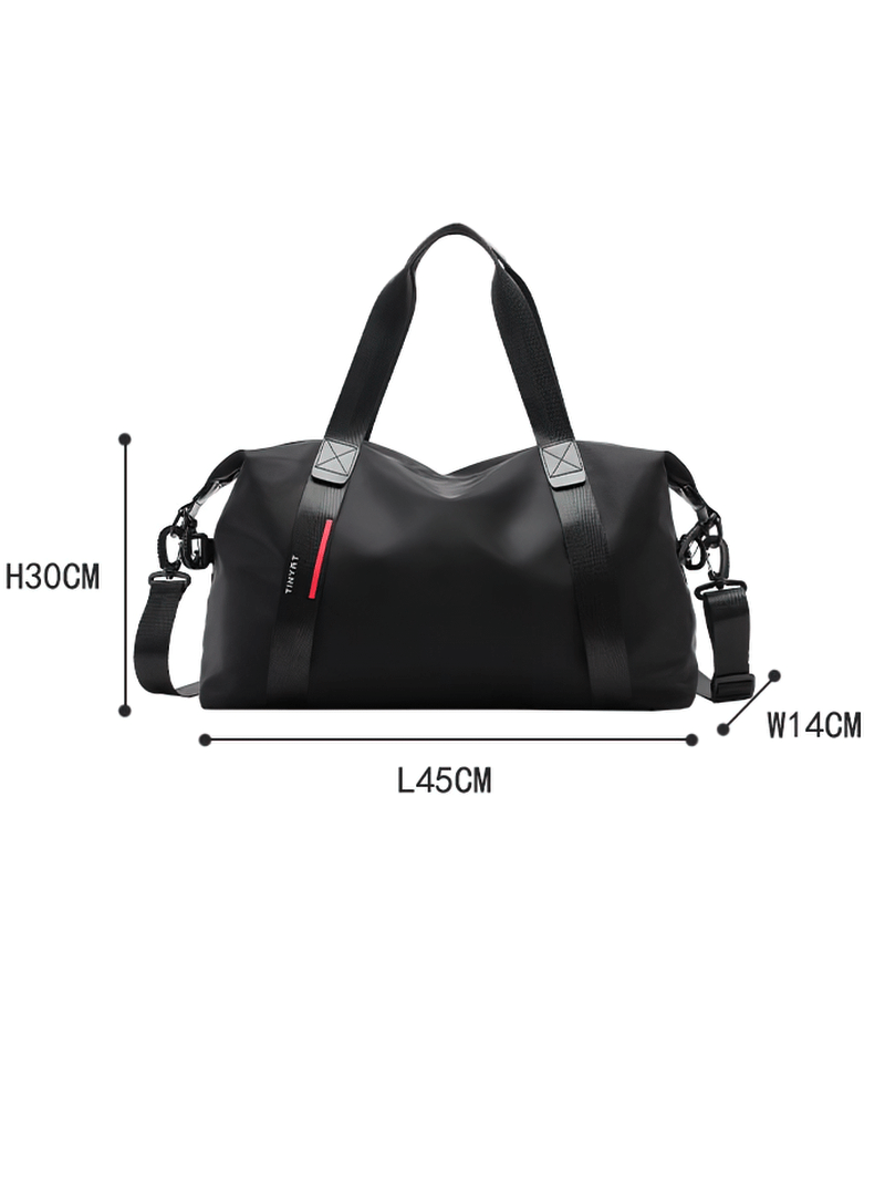 Black waterproof sports shoulder bag SF0903, 45x30x14cm, unisex, lightweight with large capacity for fashion-focused travelers.