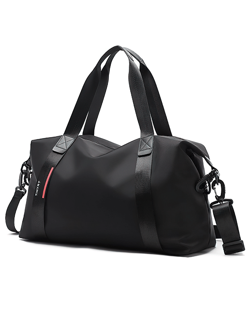 Black lightweight fashion casual sports shoulder bag with durable nylon, waterproof design, and large capacity for travel, bag model SF0903.