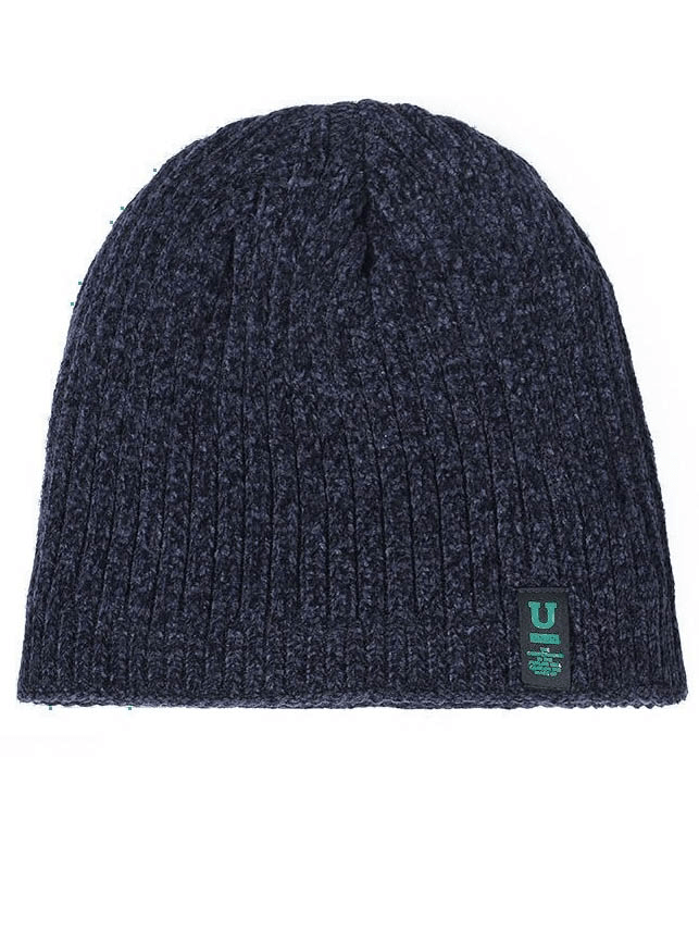 Fashion Classic Knitting Wind Protection Hat in navy, featuring thick ribbed design, perfect for unisex casual and sporty winter styles.