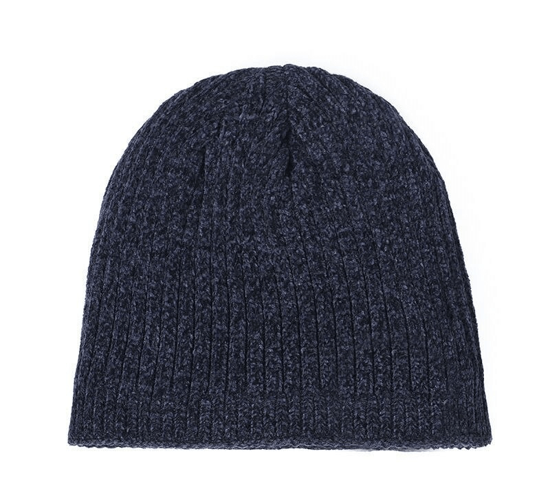 Unisex fashion knitting wind protection hat in dark blue, providing warmth and style for casual or sporty winter days.