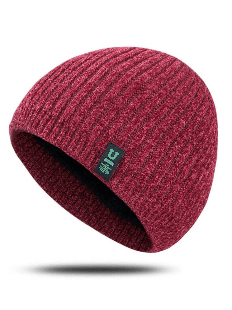 Fashion Classic Knitting Thickening Wind Protection Hat in red, perfect for cold weather, unisex, casual and sporty style.