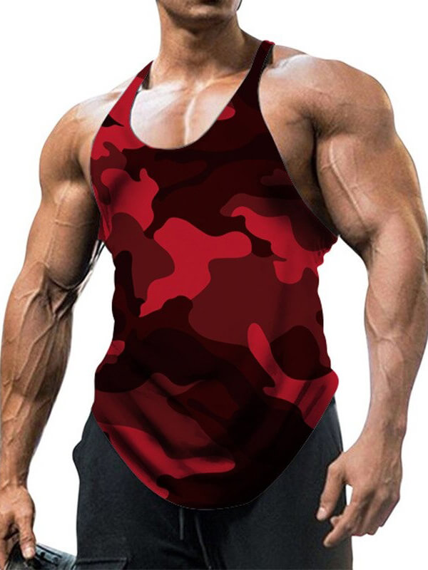 Modisches Fitness-Tanktop mit Rundhalsausschnitt und Camouflage-Muster für Herren – SF0542