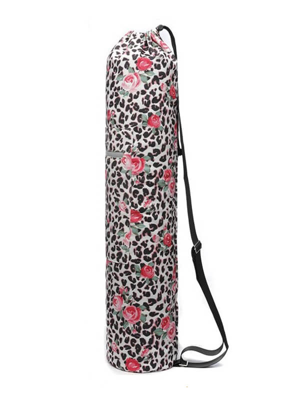 Fashion Floral Printed Yoga Mat Bag with adjustable strap in vibrant floral pattern, perfect for fitness enthusiasts. Unisex, microfiber.