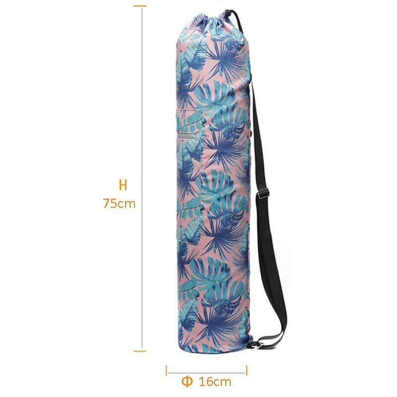 Fashion floral printed yoga mat bag with adjustable strap, unisex microfiber fitness gear, 75cm tall, 16cm diameter - SF0518
