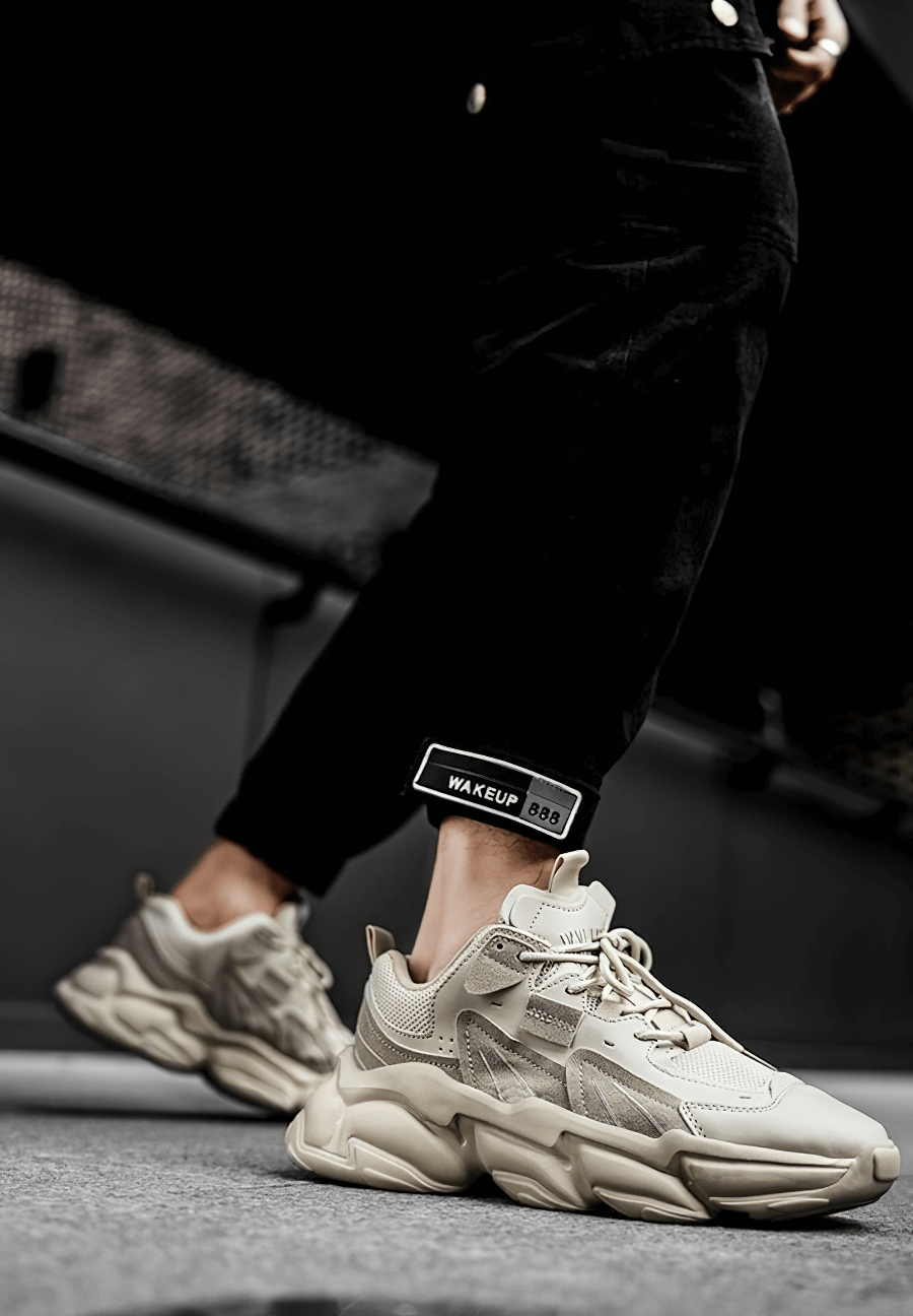 Stylish fashion lace-up platform sneakers for men with breathable mesh and EVA outsole, perfect for comfort and modern style.