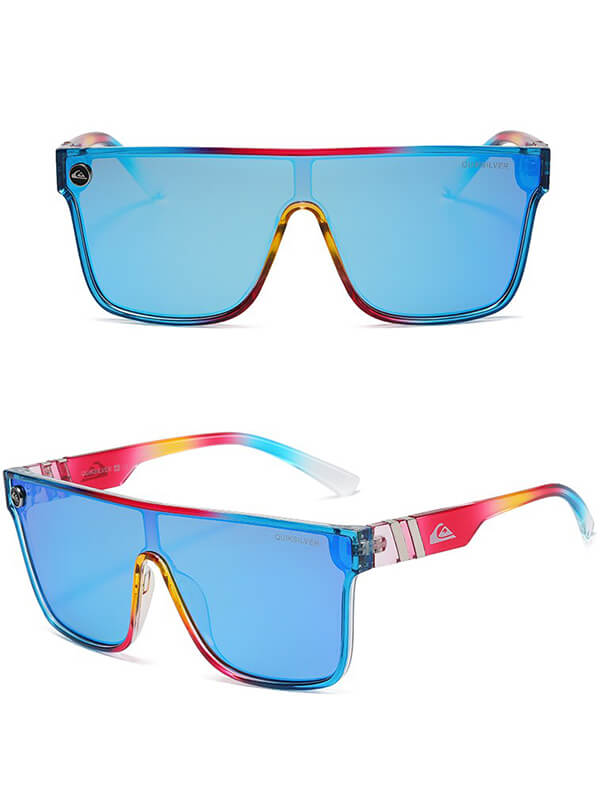 Unisex fashion large frame sunglasses SF0741 with rainbow-colored anti-reflective lenses and UV400 protection, ideal for all seasons.