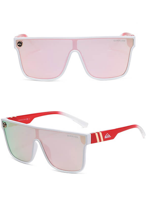Fashion large frame unisex sunglasses SF0741 with UV400 protection and anti-reflective lenses in red and white.