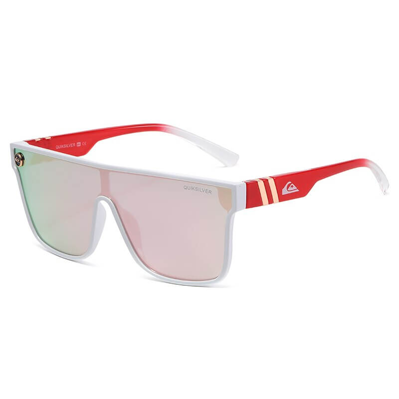 Trendy unisex large frame sunglasses with red temples and UV400 protection, perfect for fashion-forward style in SF0741 model.
