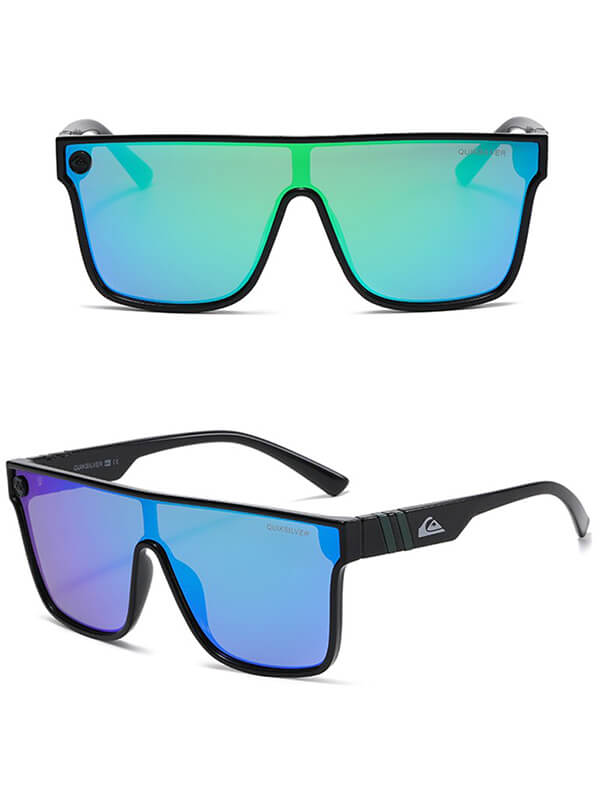 Fashion large frame sunglasses SF0741, unisex, UV400 protection, green and blue gradient lenses, acrylic material, stylish design.