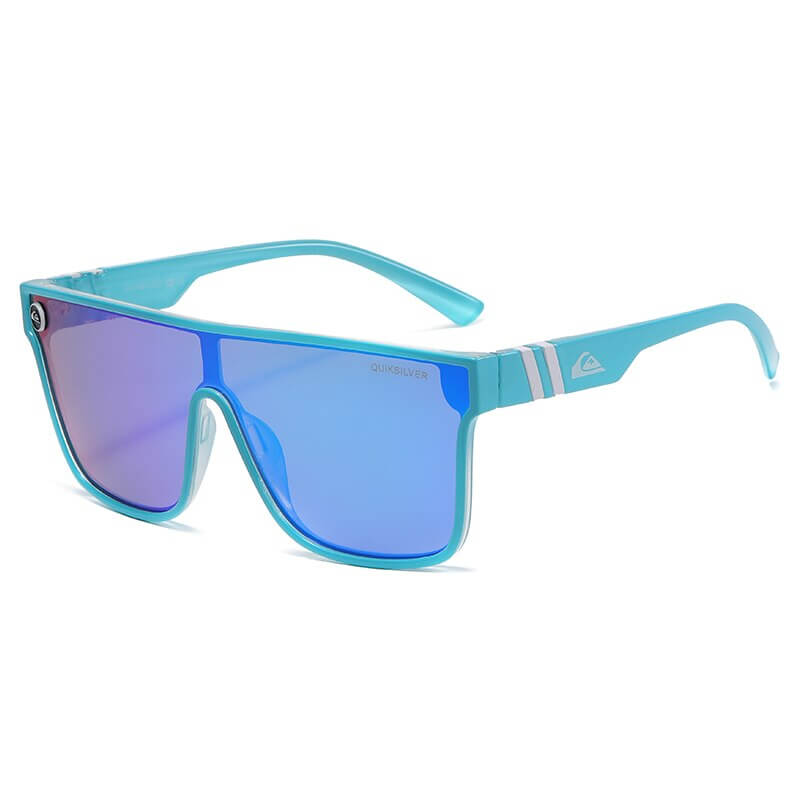 Vibrant blue large frame unisex sunglasses with UV400 protection and anti-reflective lenses, model SF0741.