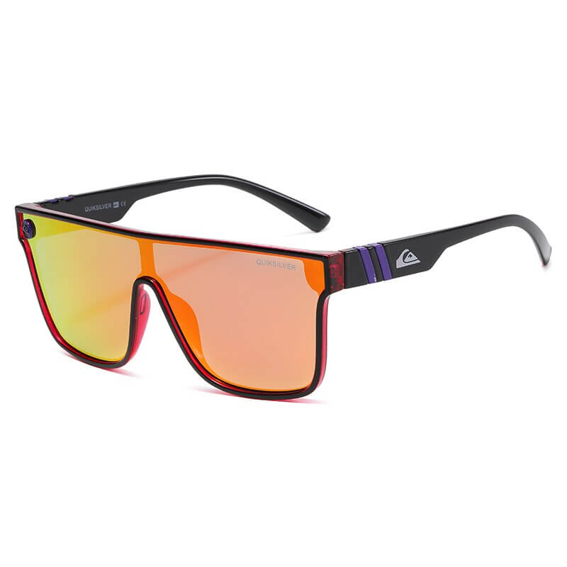 Unisex fashion large frame sunglasses SF0741 with orange lenses and black arms, offering stylish UV400 protection.