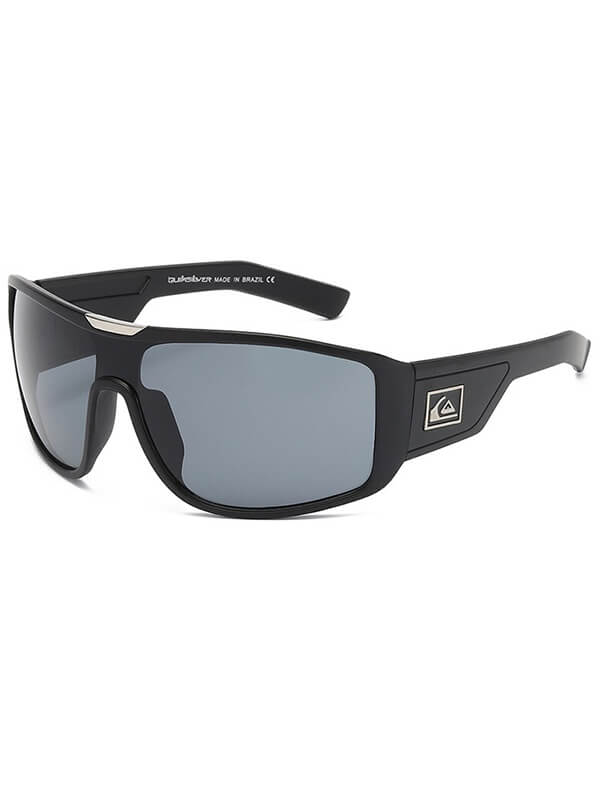 Men's oversized sports sunglasses with large frame, UV400 protection, and durable design in sleek black.