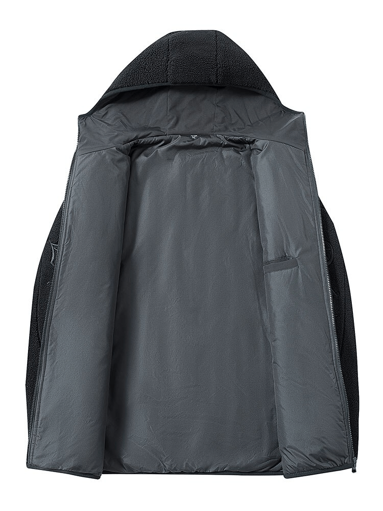 Veste polaire à capuche avec broderie de lettres de mode / Vêtements surdimensionnés - SPF0867 