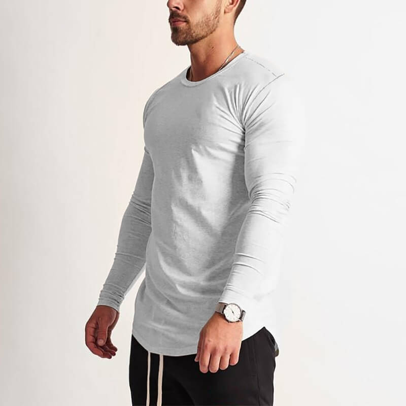 Men's fashion long-sleeve o-neck solid sweatshirt, style SF1199, in a sporty casual look with cotton-polyester blend.