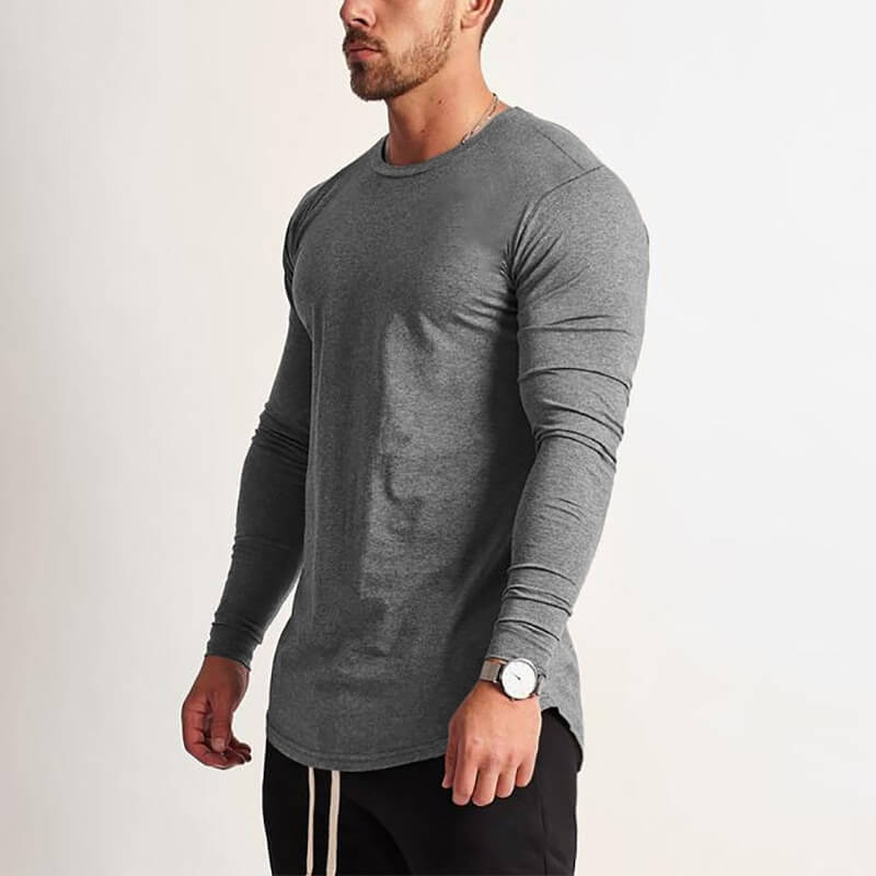 Sweat-shirt uni à manches longues et col rond pour hommes - SPF1199 