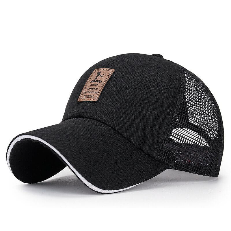 Fashionable men's mesh sun hat with adjustable strap, casual visor net cap, solid canvas for outdoor activities, SF0773.