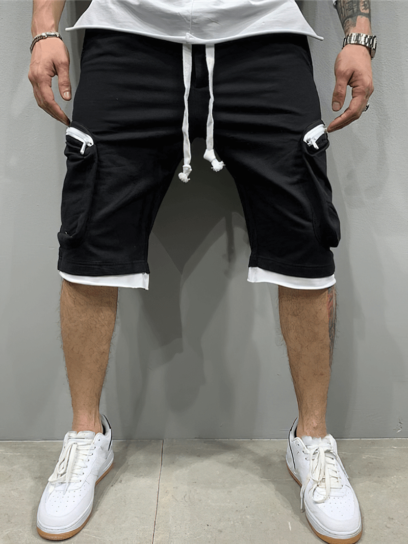 Short de course en coton pour hommes avec poches zippées - SPF1237 