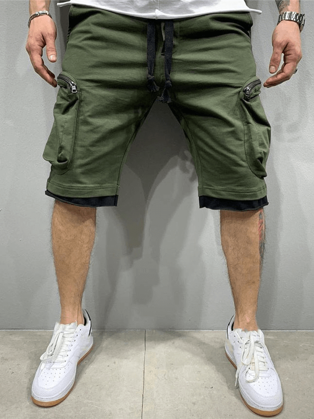 Fashion Men's Cotton Running Shorts With Zipper Pockets - SF1237