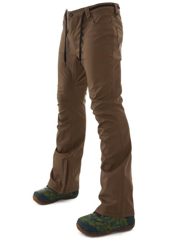 Fashion men's brown snow pants with pockets for skiing, cotton material, full-length view, SF1048 model.