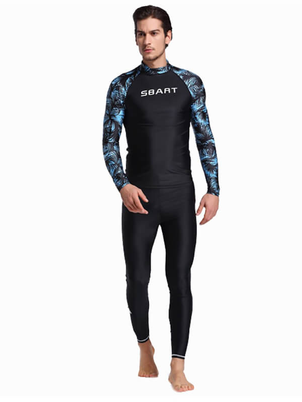 Men's stretch long sleeves rashguard with print, perfect for swimming, diving, and surfing. Offers UPF50 sun protection and quick-dry fabric.