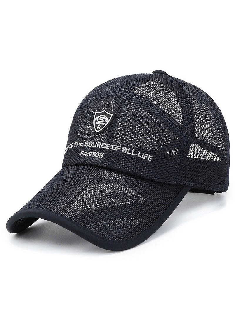 Mesh embroidery design baseball cap for men and women, unisex style with adjustable strap, perfect for sun protection. Model SF0768.