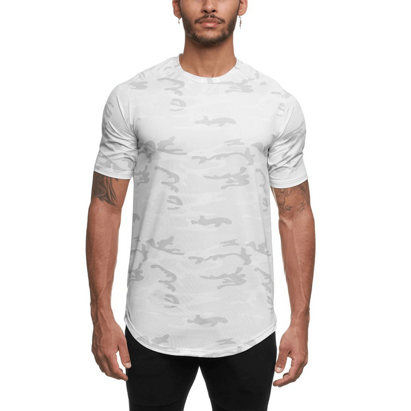"Men's O-Neck Short Sleeve Jersey T-Shirt SF0649 - Stylish Cotton Broadcloth in Camouflage Design"