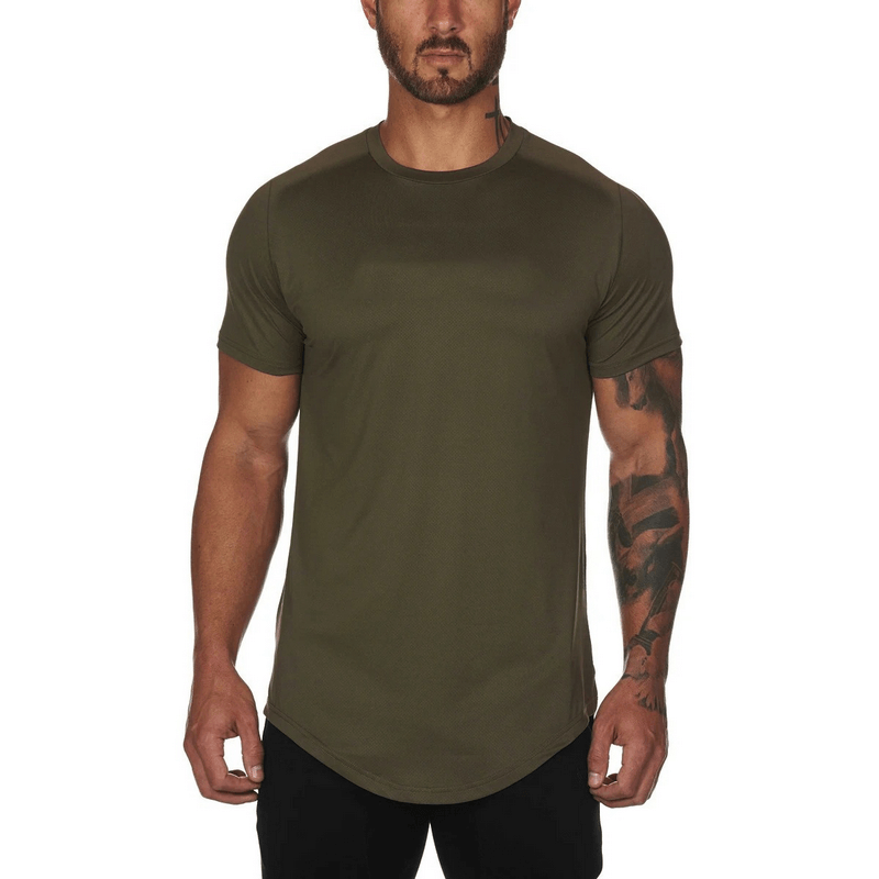 Man wearing Fashion O-Neck Short Sleeves Jersey Cotton T-Shirt in solid color, perfect for casual occasions. SF0649