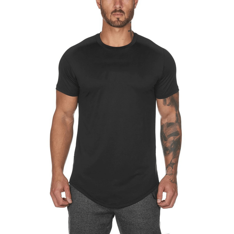 Men's Fashion O-Neck Short Sleeve Jersey T-Shirt in Black, Cotton Broadcloth, SF0649. Stylish and breathable casual wear for any occasion.