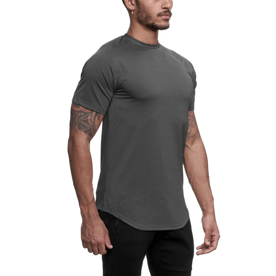 Men's O-Neck Short Sleeves Jersey T-Shirt SF0649 in grey, breathable cotton, perfect for any occasion. Fashionable comfort redefined.