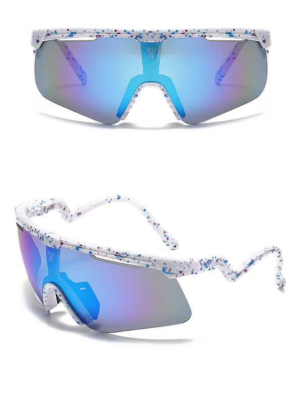 Stylish blue sports sunglasses for men and women with UV400 protection and anti-reflective lenses, perfect for outdoor activities.