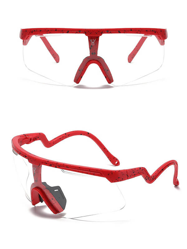 SF0961 fashion outdoor sunglasses with red frame, clear lenses for men and women. Offers 100% UV400 protection. Sports eyewear.