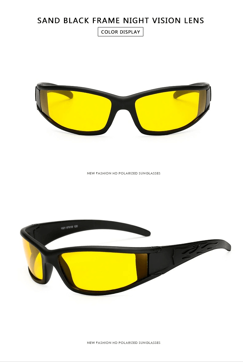 Fashion polarized sunglasses with anti-glare yellow lenses, sand black frame - SF0278, stylish unisex outdoor accessory.