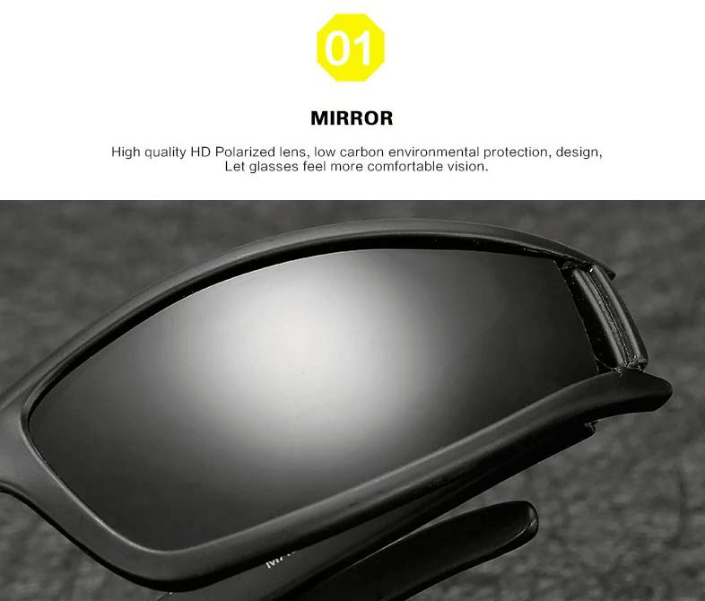 Close-up of SF0278 Fashion Polarized Sunglasses with black rectangular frame and HD anti-glare lenses, offering UV400 protection.