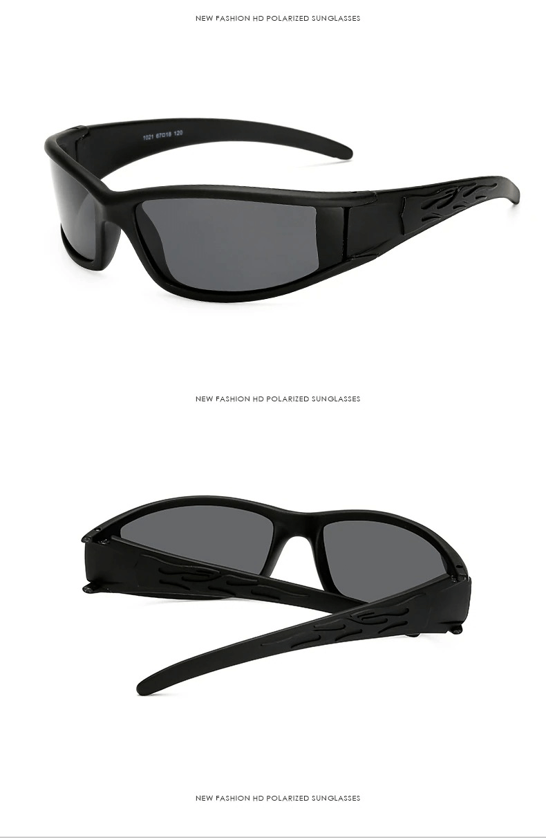 Sleek black polarized sunglasses with anti-glare lenses for men and women, featuring a sporty rectangle frame design, model SF0278.