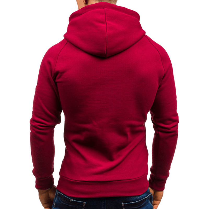 Solid color hoodie in red with a zipper, perfect for warmth and style. Ideal for casual wear or gym use. Product code: SF1225.