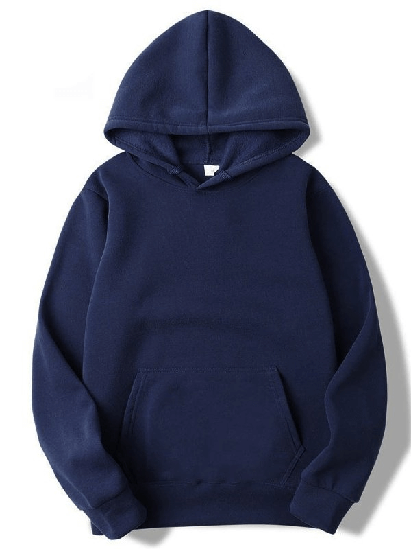 Navy blue men's sweatshirt with hood and pockets, casual style, SF0373