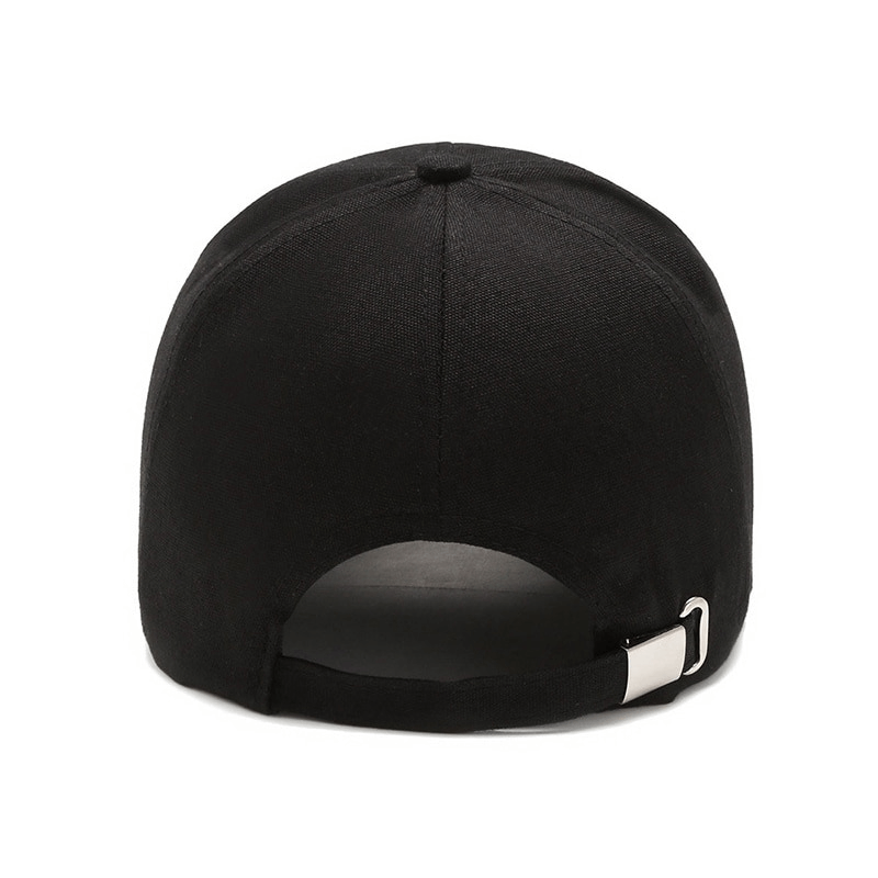 Back view of black fashion sports baseball cap with adjustable strap for men and women, style SF0796, featuring a long brim.