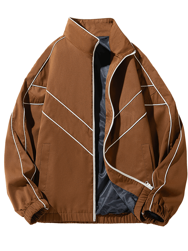 Modische, lockere Jacke mit Stehkragen und reflektierendem Verschluss – SF1233 