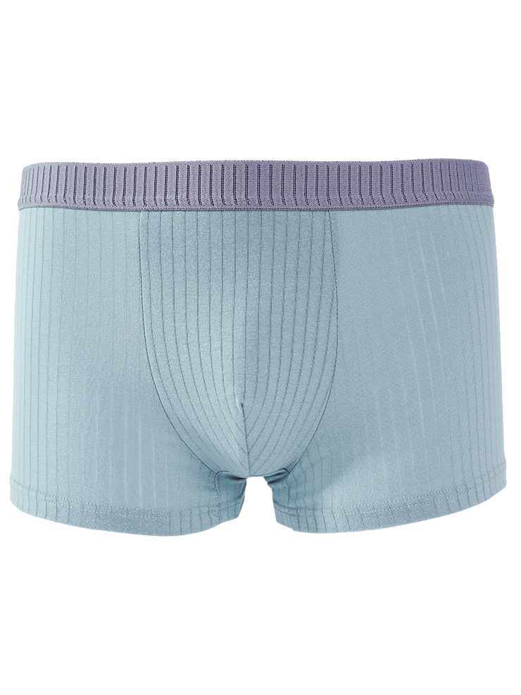 Fashion Stripe Solid Color Cotton Boxers for Men - SF1091 in blue, showcasing modern design and comfort.