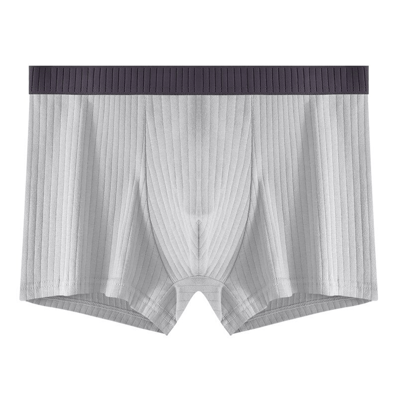 Fashion Stripe Solid Color Cotton Boxers for Men, breathable and comfy, ideal for daily wear. Striped design, high-quality cotton.