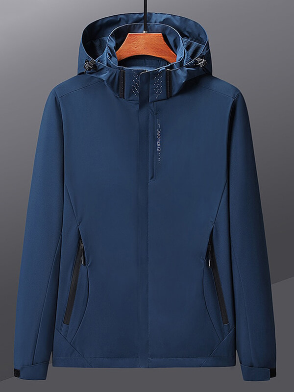 Men's thin windbreaker jacket SF0781 in blue, ideal for outdoor sports and hiking, showcasing a stylish and breathable design.