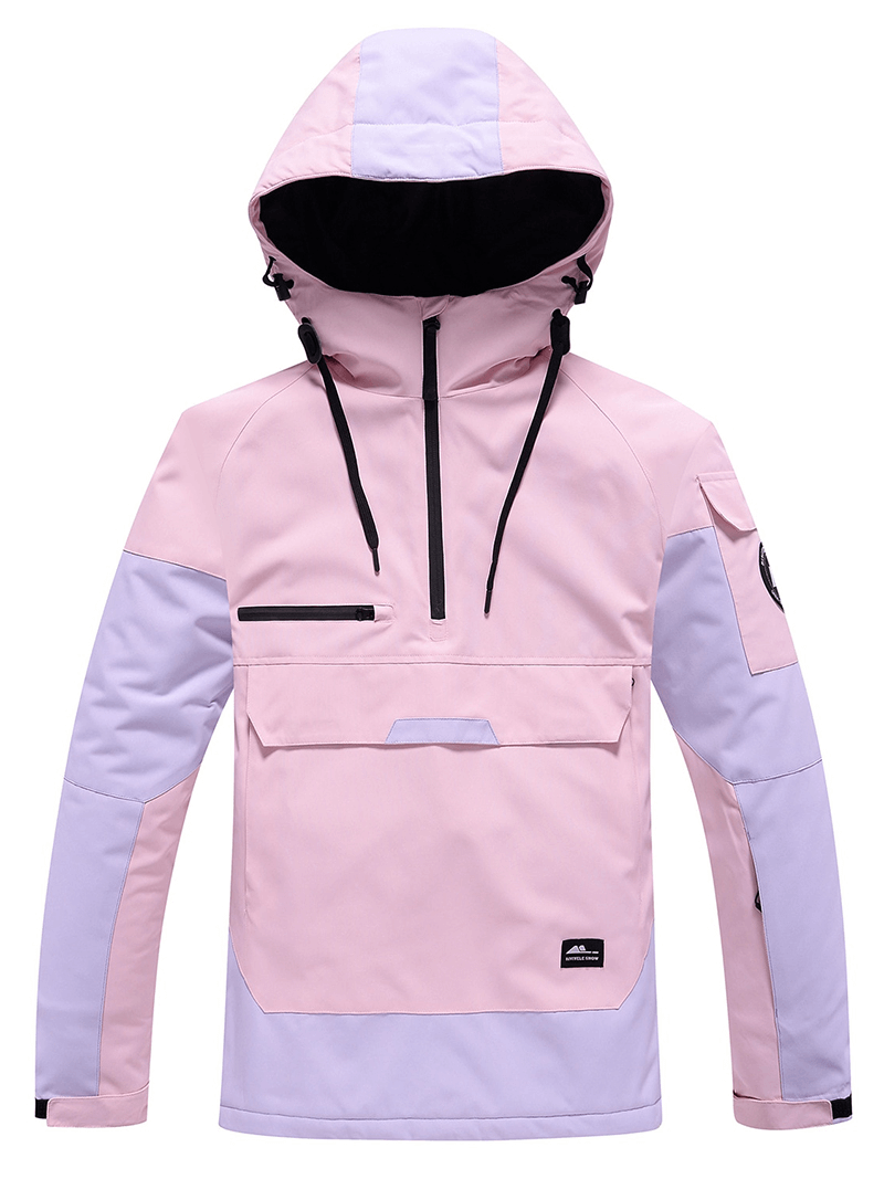 Fashion Unisex Ski Jacket with Hood for Snowboarding - Waterproof and Windproof Pink-Purple Outerwear SF0875