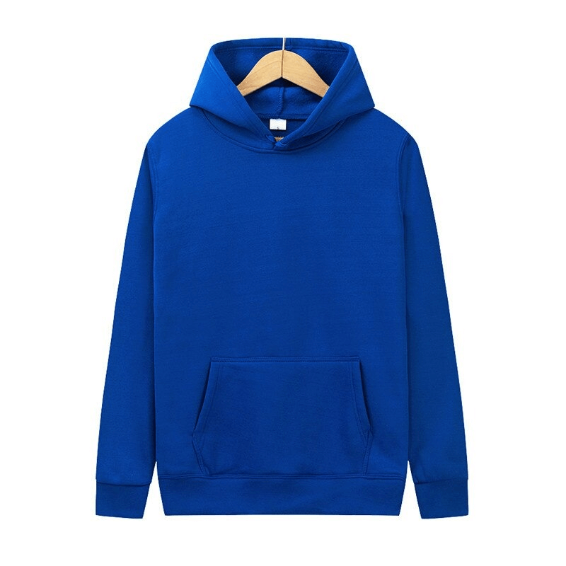 Casual solid color blue women's hoodie sweatshirt with pocket front and hood, perfect for a stylish, comfortable look.