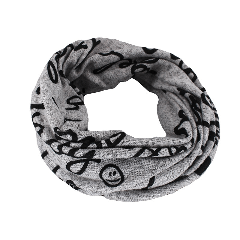 Fashion women's letter print warm hat-scarf in grey, stylish casual head accessory for all seasons, product code SF0761