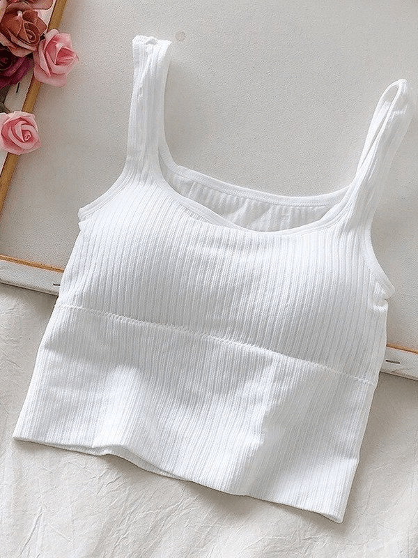 Fashionable cropped sports women's top with straps. Breathable cotton, wire-free, seamless, quick dry for active wear - SF0487