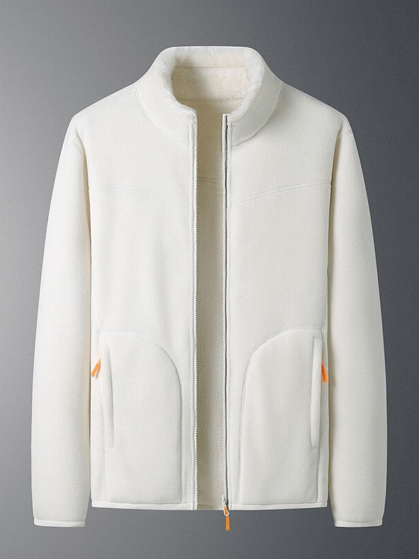 Fashionable double-sided fleece jacket for women with zipper and pockets, windproof and thermal for outdoor warmth, SF0907.