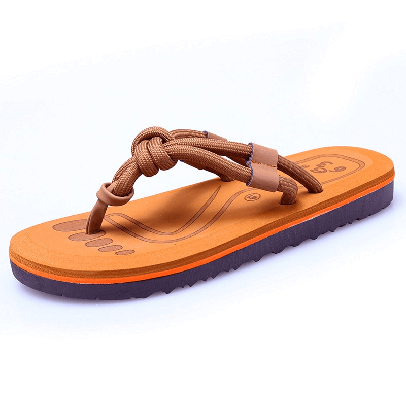 Fashionable lightweight orange men's flip flop with durable rubber sole, ideal for beach days. Perfect blend of comfort and style.