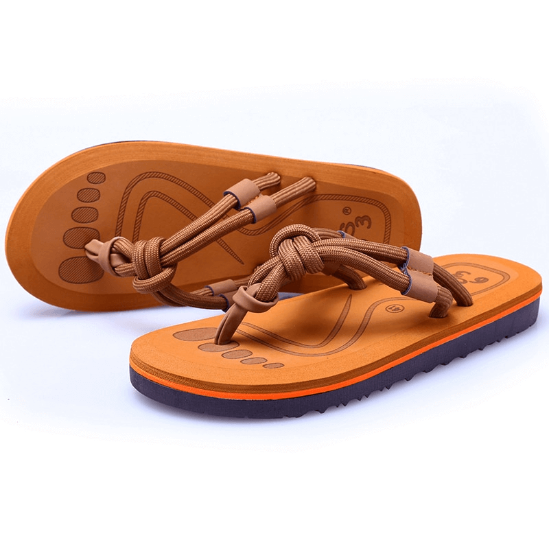 Fashionable lightweight men's beach flip flops SF1204 with orange EVA upper, durable rubber sole, perfect for sand adventures.